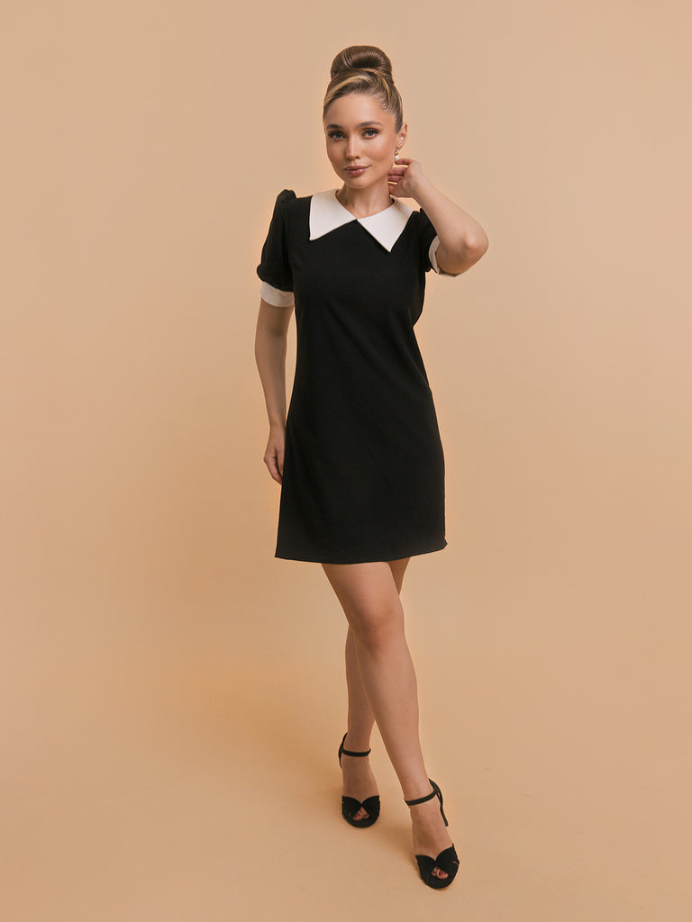 black puff sleeve mini dress