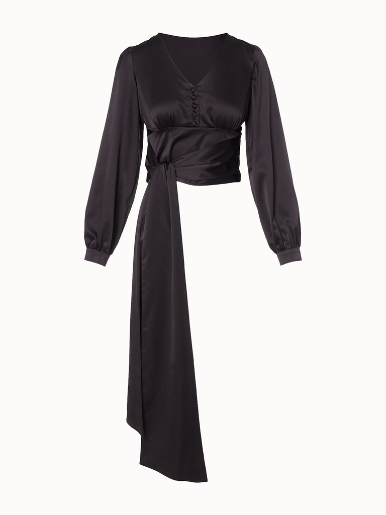 Vihu Fashion Women's Silk Solid Half Sleeve Regular VF Silver Line Blouse  Black 38 : : Fashion