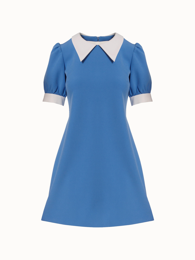 blue puff sleeve mini dress