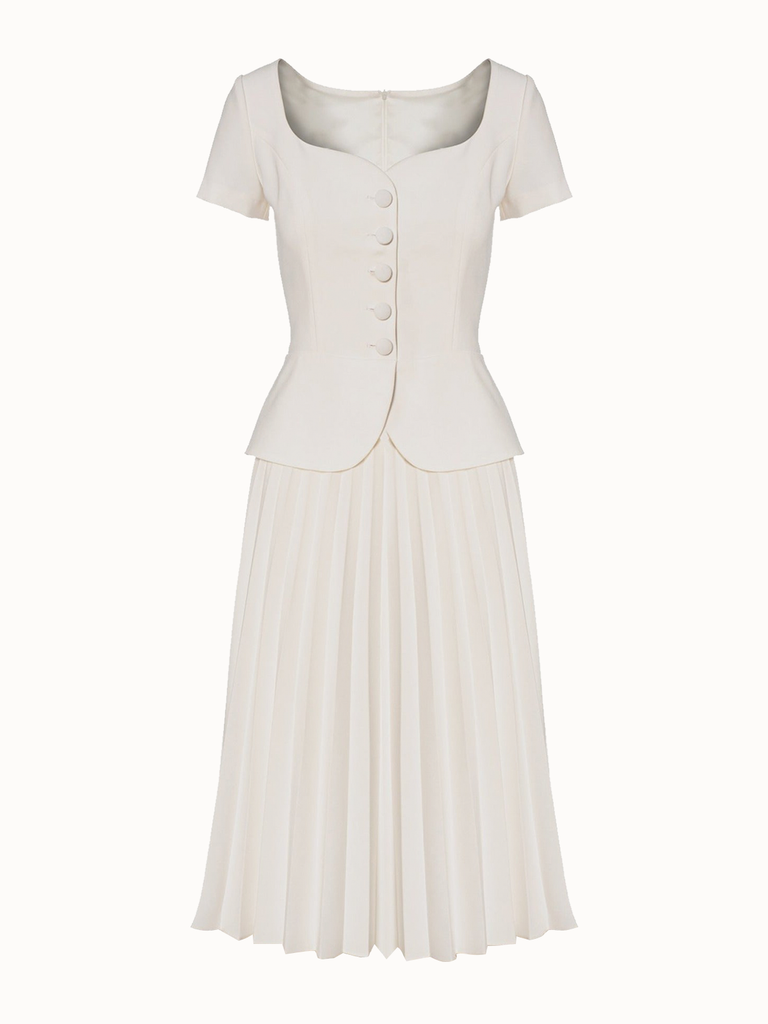 White Midi Pleated Dress